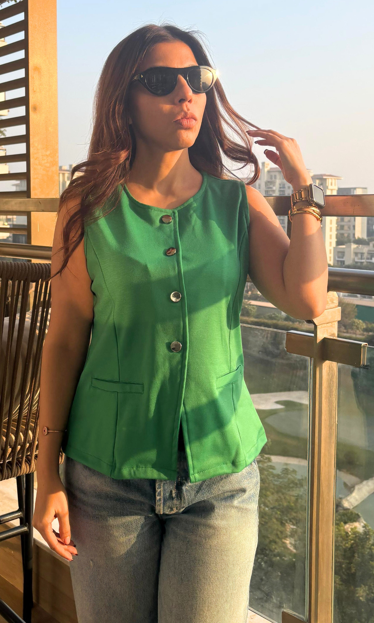 Elegant women’s Kelly waistcoat with round neckline perfect for layered looks