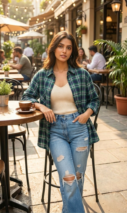 Green Classic Plaid Cotton Shirt