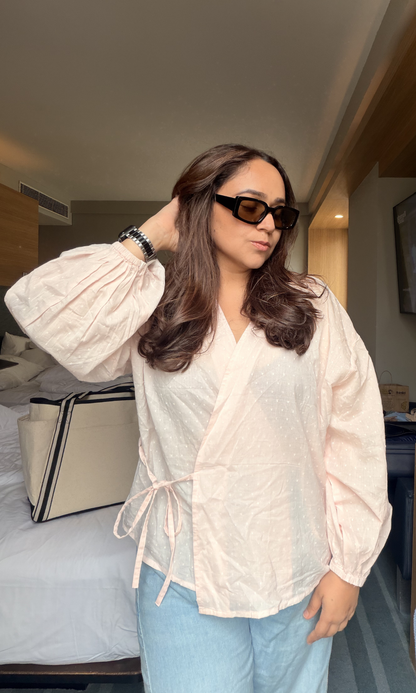 Blush Dobby Wrap Top
