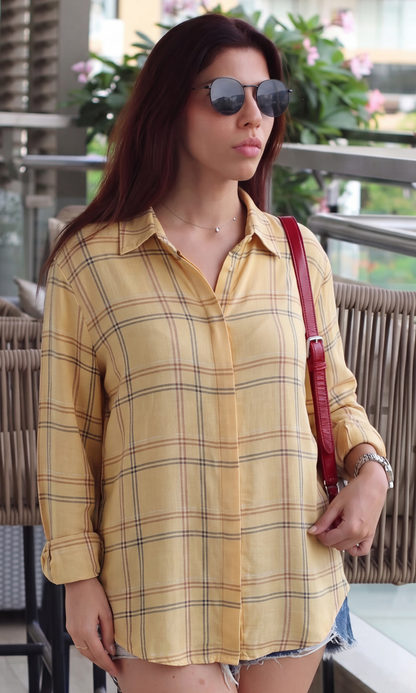 Butter Yellow Plaid Shirt