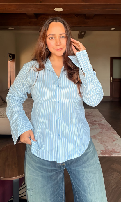 Sky Pinstripe Structured Shirt