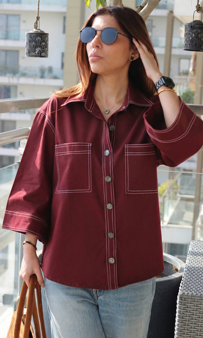 Thread Detail Wine Shirt