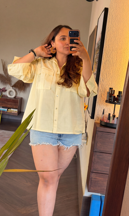 Butter Yellow Square Pockets Shirt