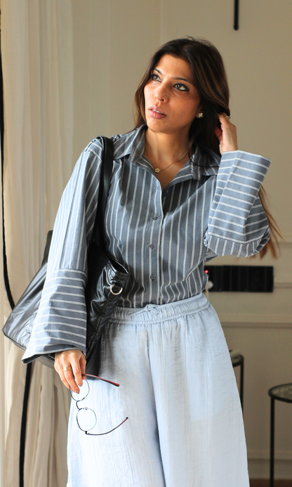Navy Stripe Sculpted Shirt