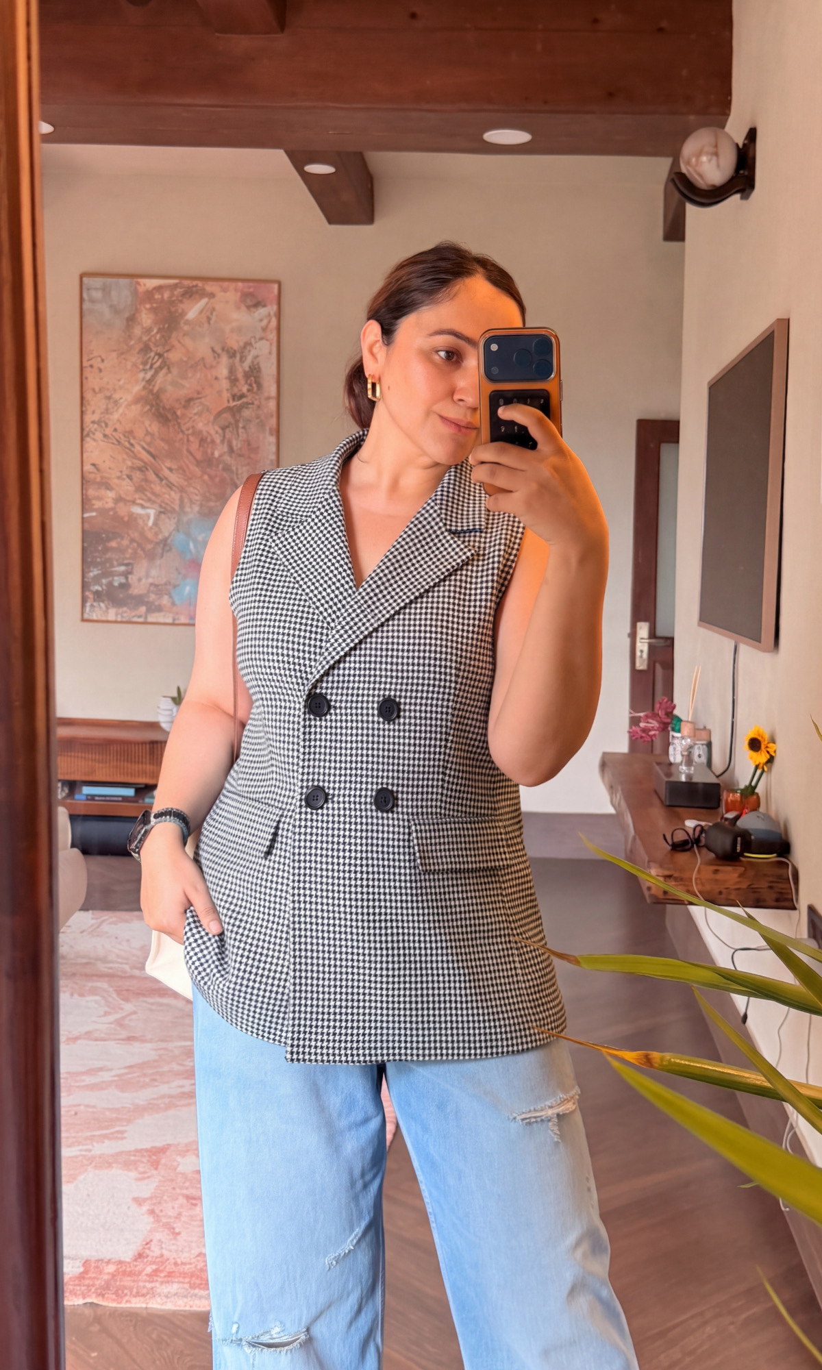 Charcoal Tweed Double-Breasted Waistcoat