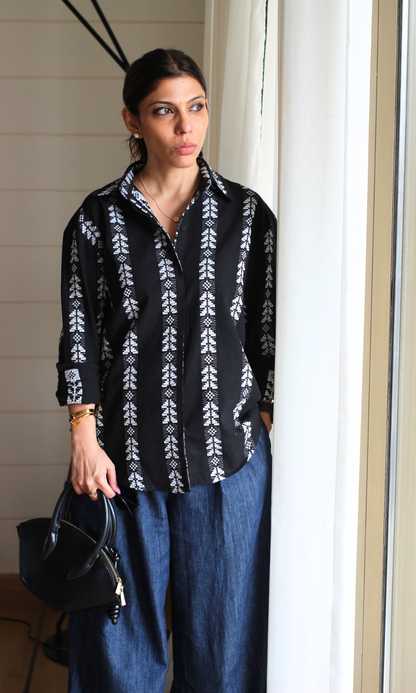 Onyx Weave Cotton Oversize Shirt