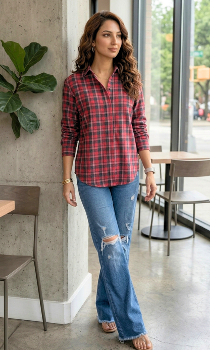 Black Red Checked Shirt