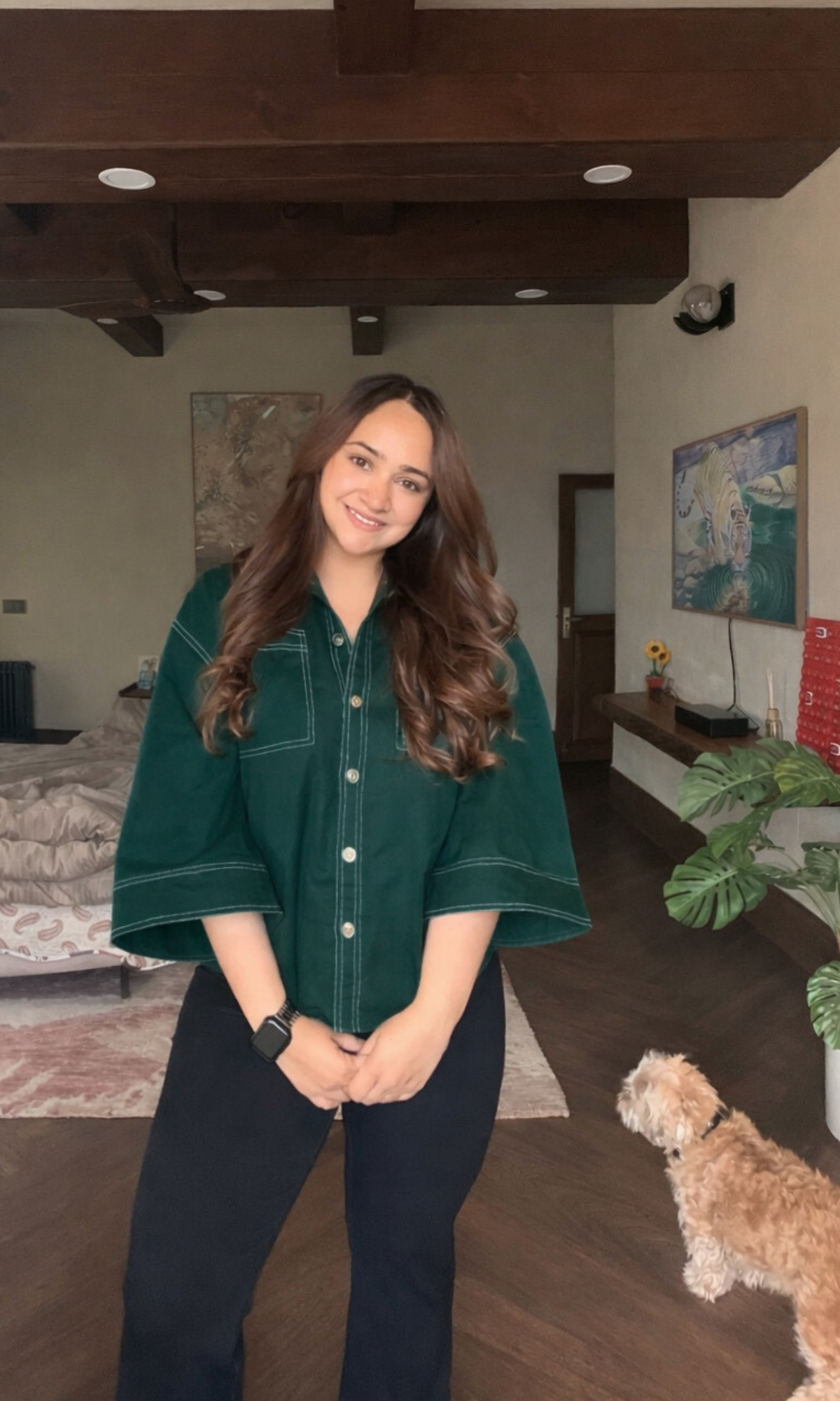 Thread Detail Deep Green Shirt