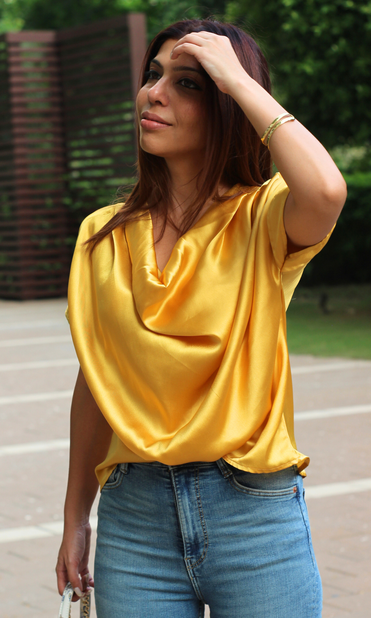 Deep Yellow Cowl Neck Top