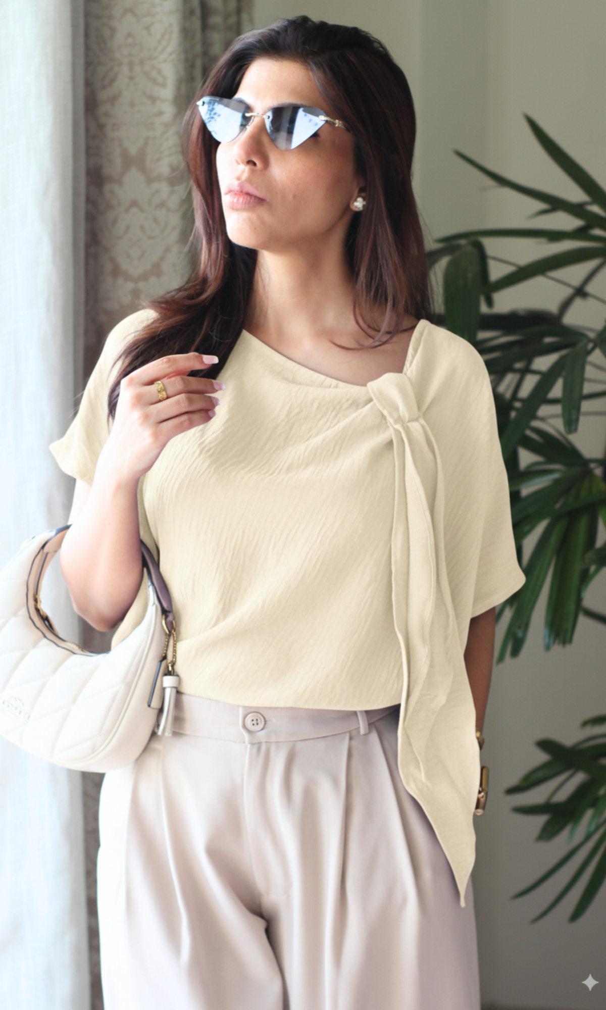 Buttermilk Side Knot Detail Top