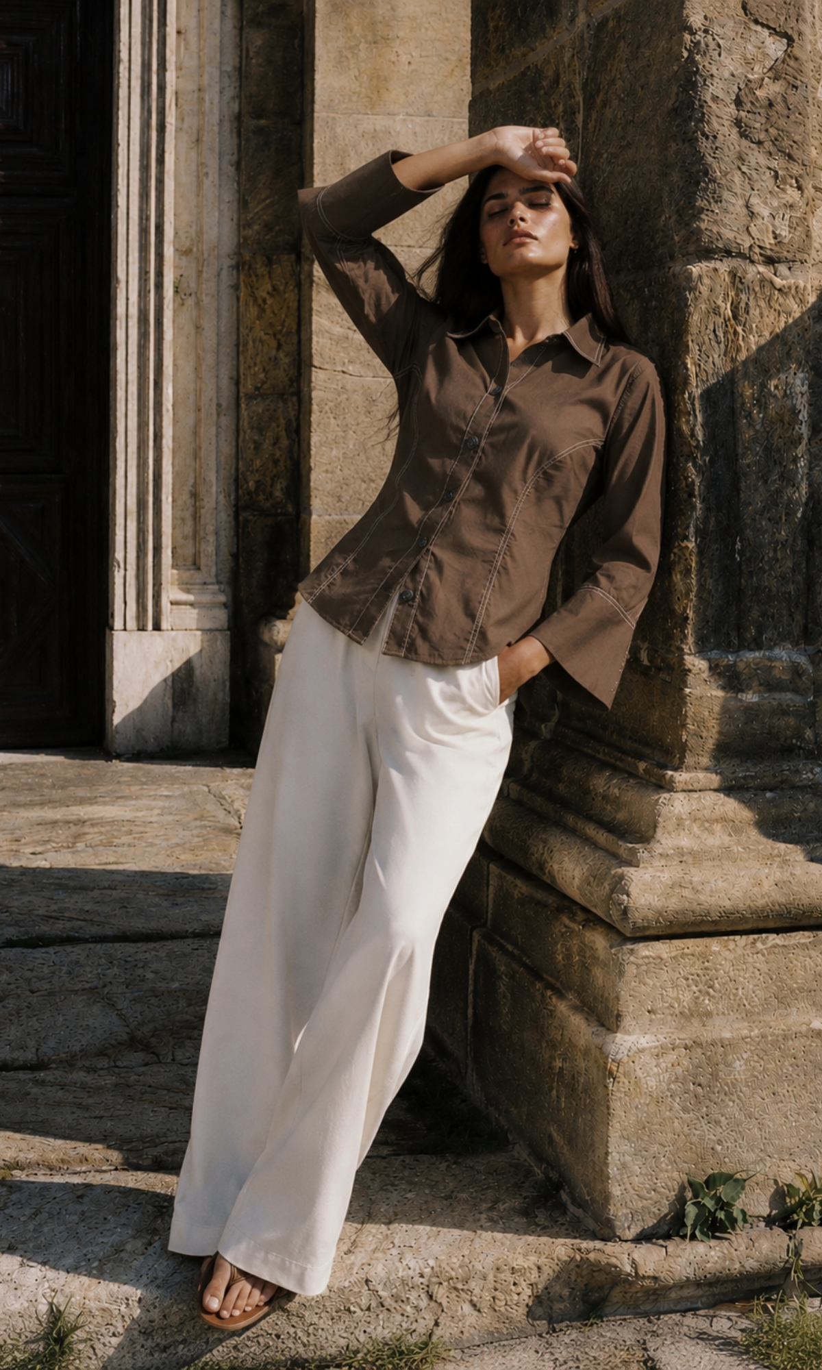 Espresso Twist Waist Shirt