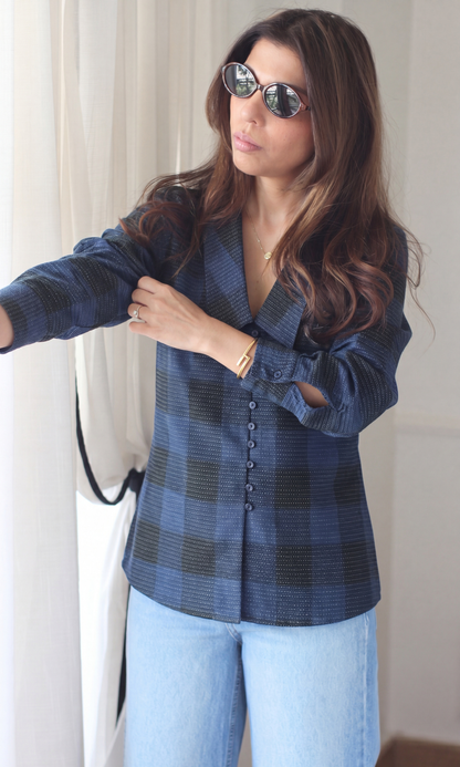 Noir Textured Peter Pan Collar Shirt