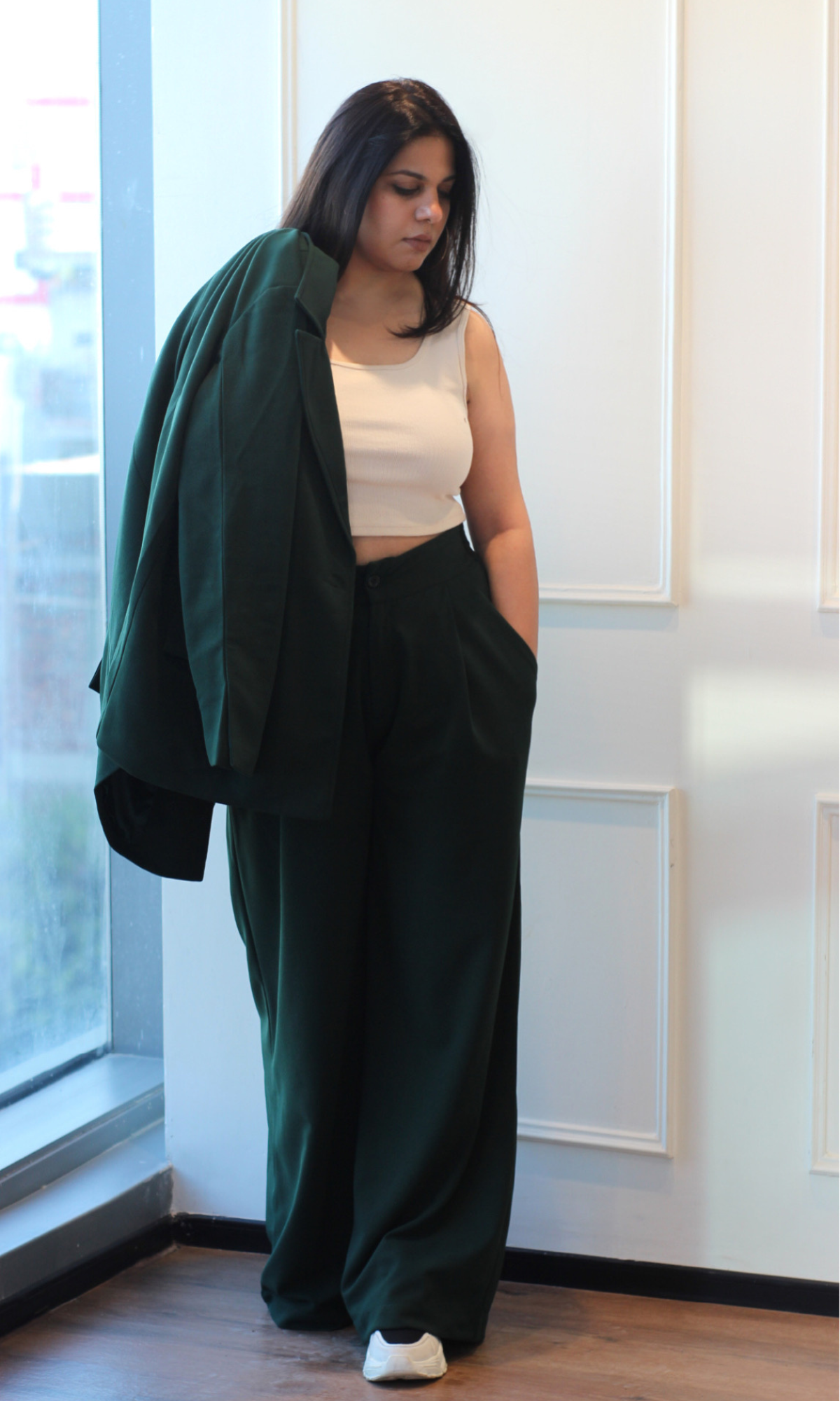 Sacramento Green Oversized Blazer with Korean Pants Co-ord