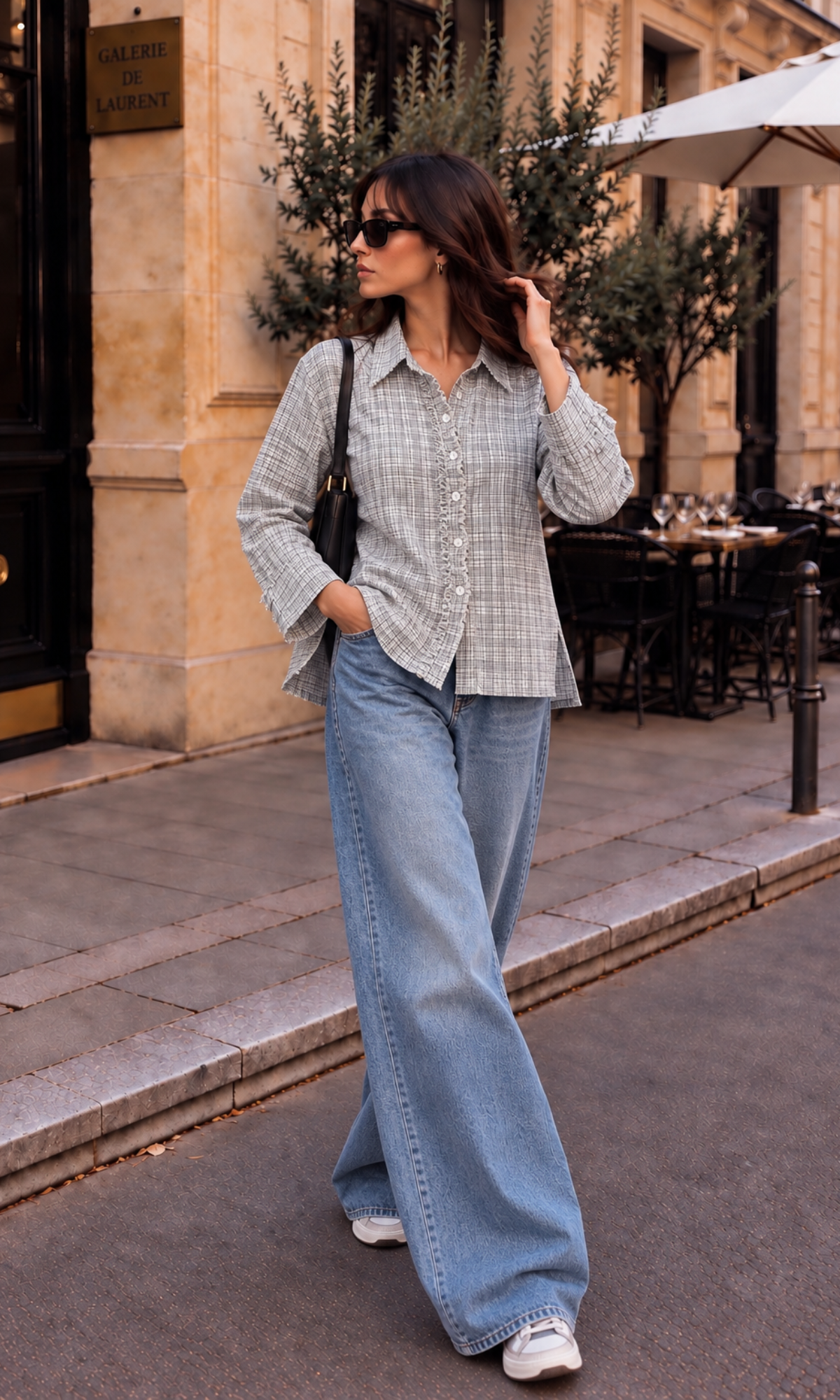 Fringe High-Low Hem Plaid Shirt