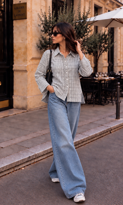 Fringe High-Low Hem Plaid Shirt