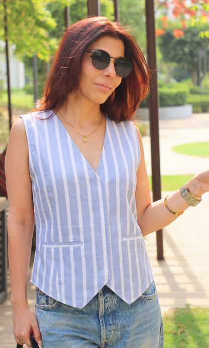 Lavender Ivory Striped Waistcoat