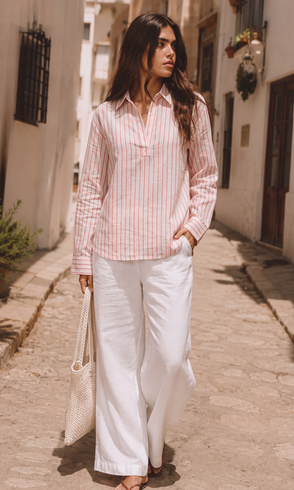 Sunbaked Stripe Popover Top