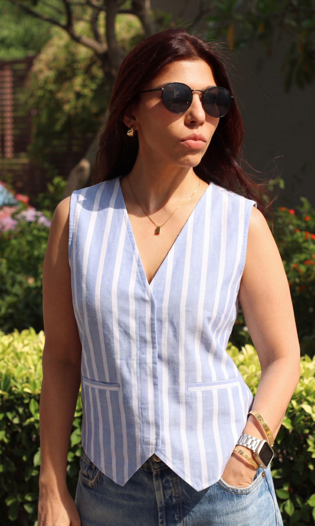Lavender Ivory Striped Waistcoat