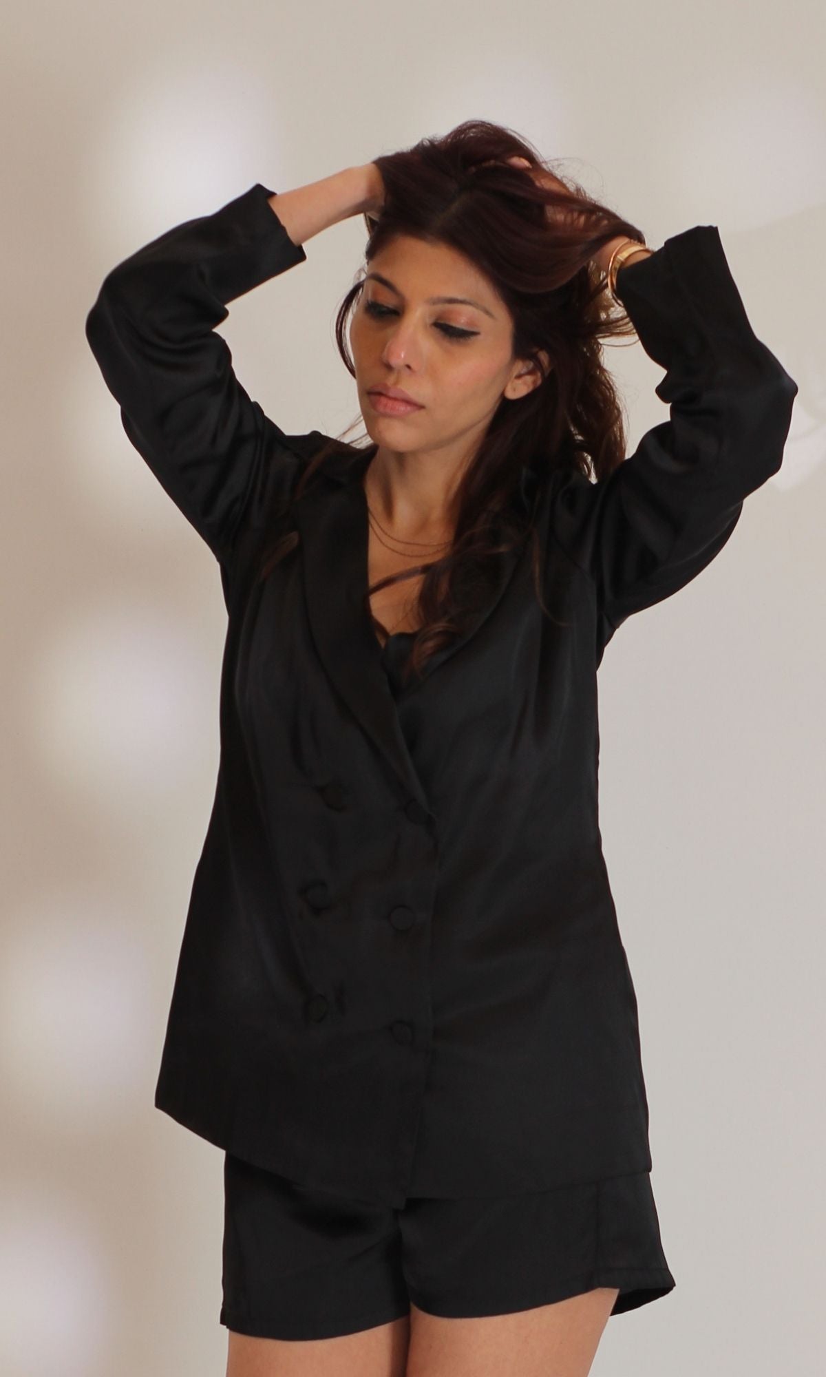 Deep Black Blazer and Shorts Co-ord
