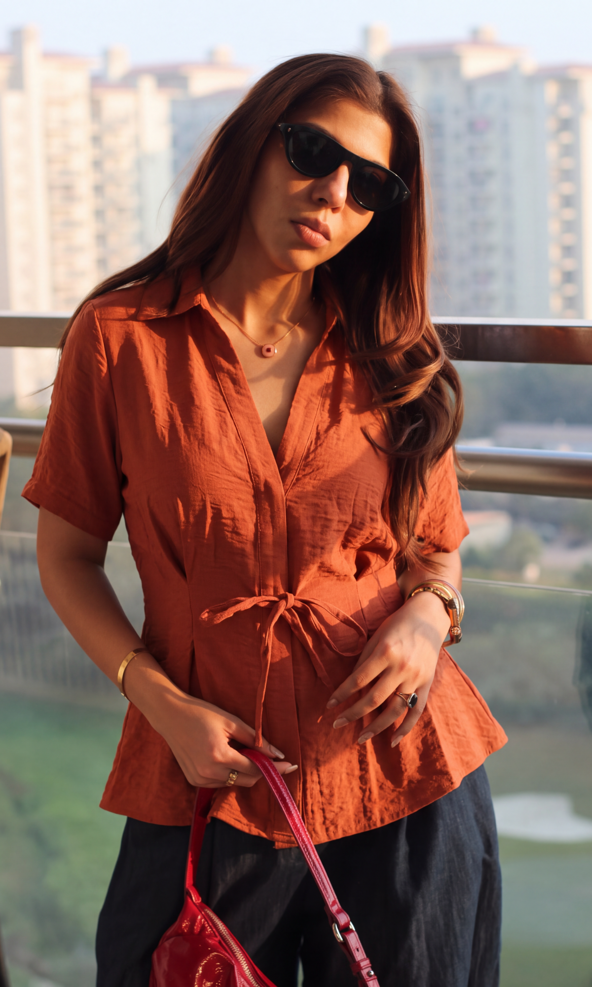 Rust Tie Detail Top