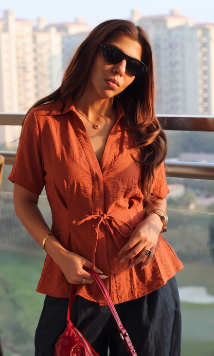 Rust Tie Detail Top
