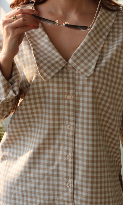 Gingham Peter Pan Collared Shirt