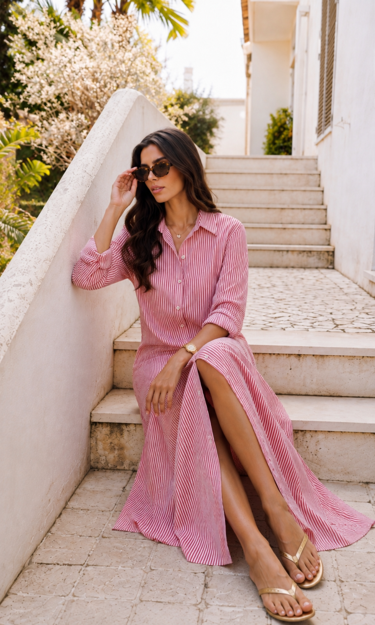 Red Stripe Shirt Dress