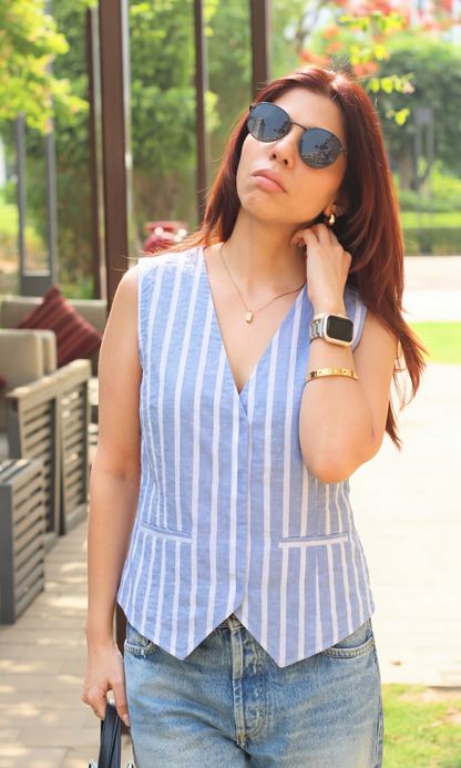 Lavender Ivory Striped Waistcoat