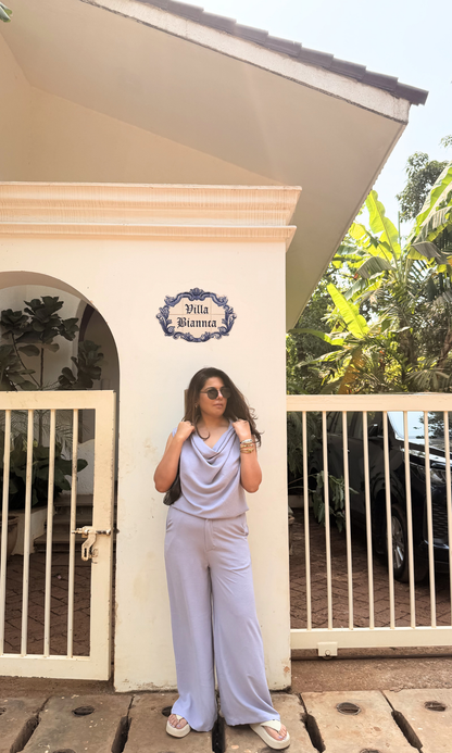 Lilac Cowl Neck Top and Pants Co-ord