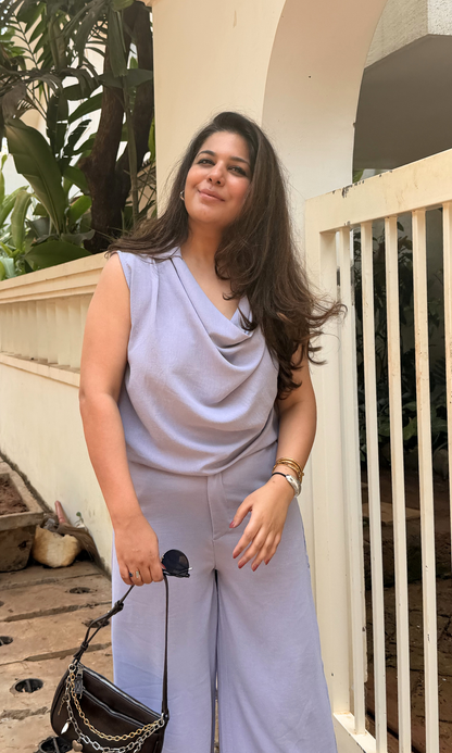 Lilac Cowl Neck Top and Pants Co-ord