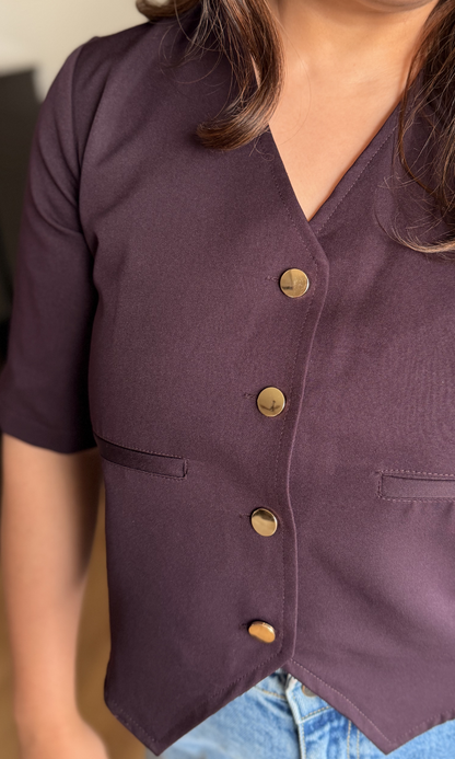 Deep Violet Sleeved Waistcoat