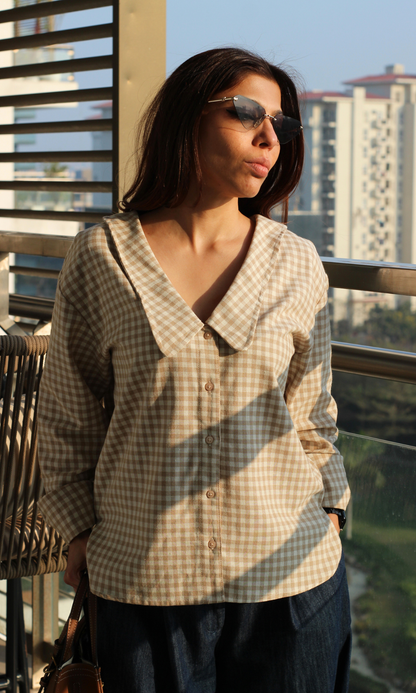 Gingham Peter Pan Collared Shirt