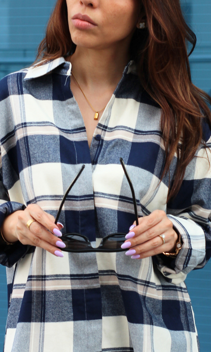 Indigo and Ivory Checked Shirt