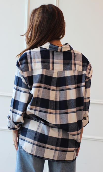 Indigo and Ivory Checked Shirt
