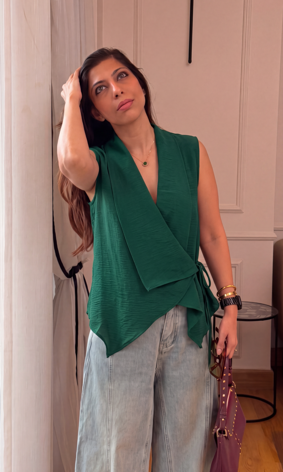Jade Asymmetric Wrap Top