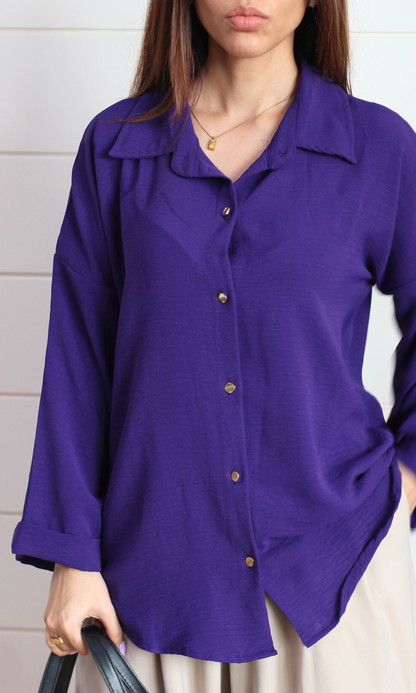 Purple Metallic Buttoned Shirt