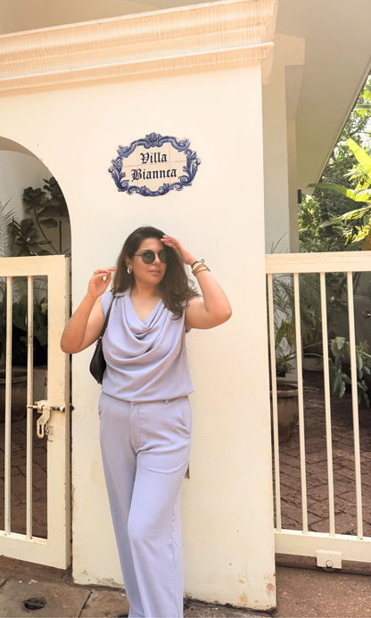 Lilac Cowl Neck Top and Pants Co-ord