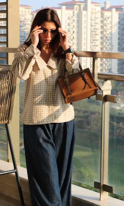 Gingham Peter Pan Collared Shirt