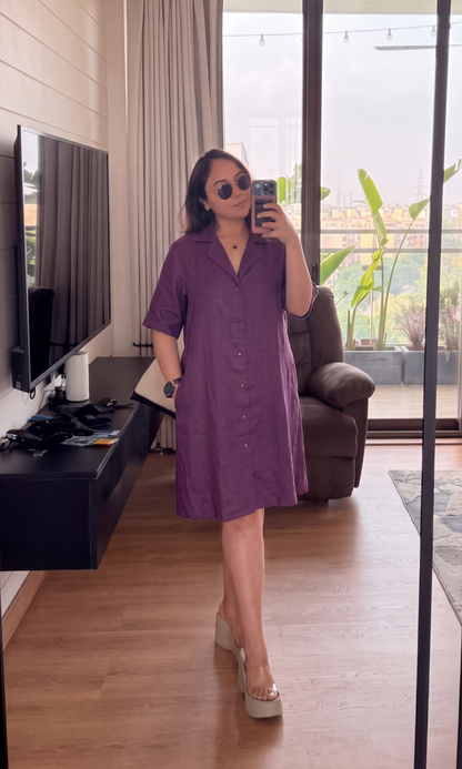 Plum A-Line Shirt Dress