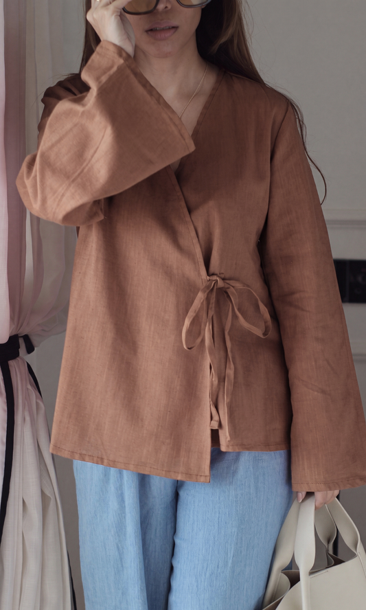 Chocolate Brown Cotton Kimono Top
