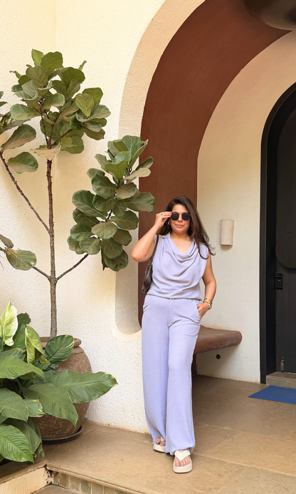 Lilac Cowl Neck Top and Pants Co-ord