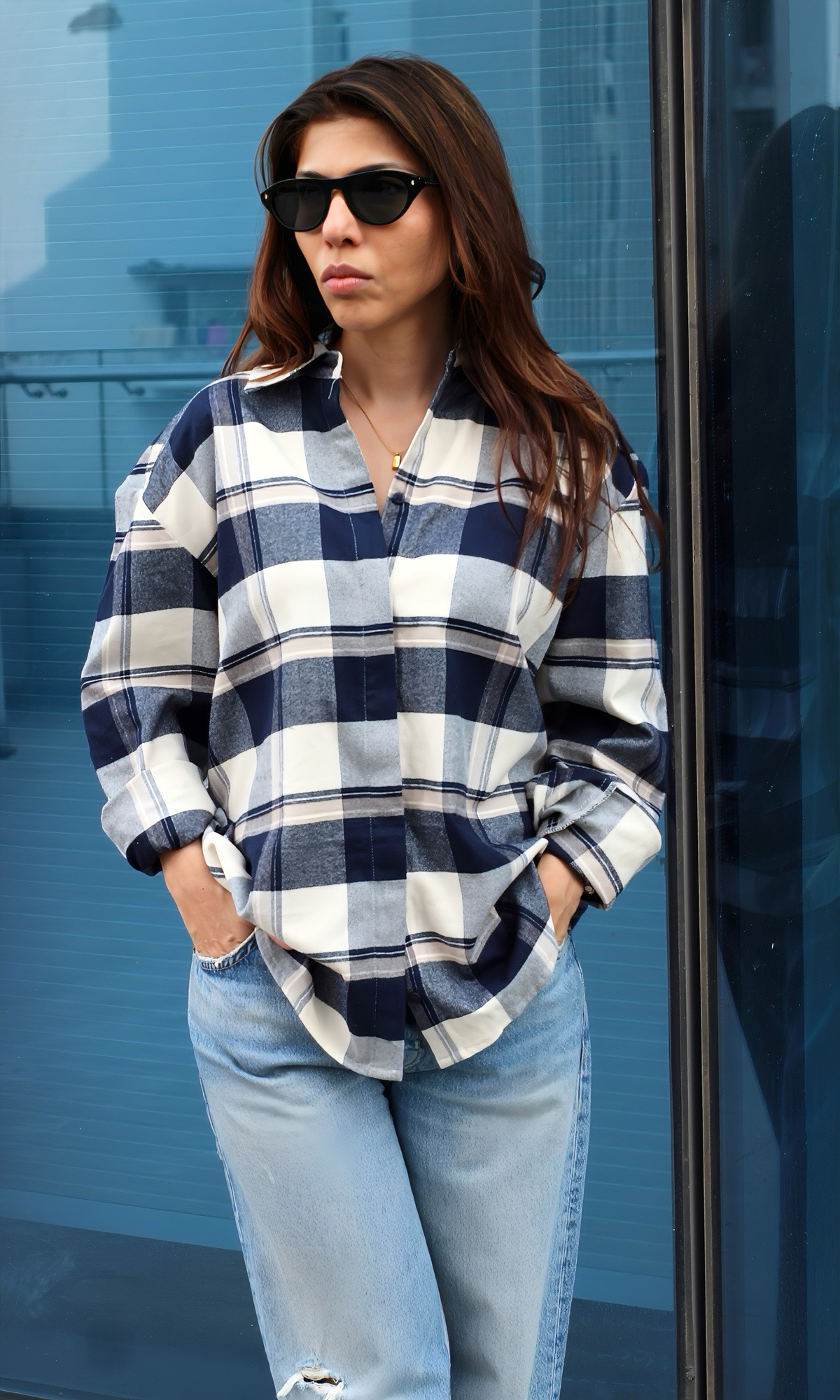 Indigo and Ivory Checked Shirt