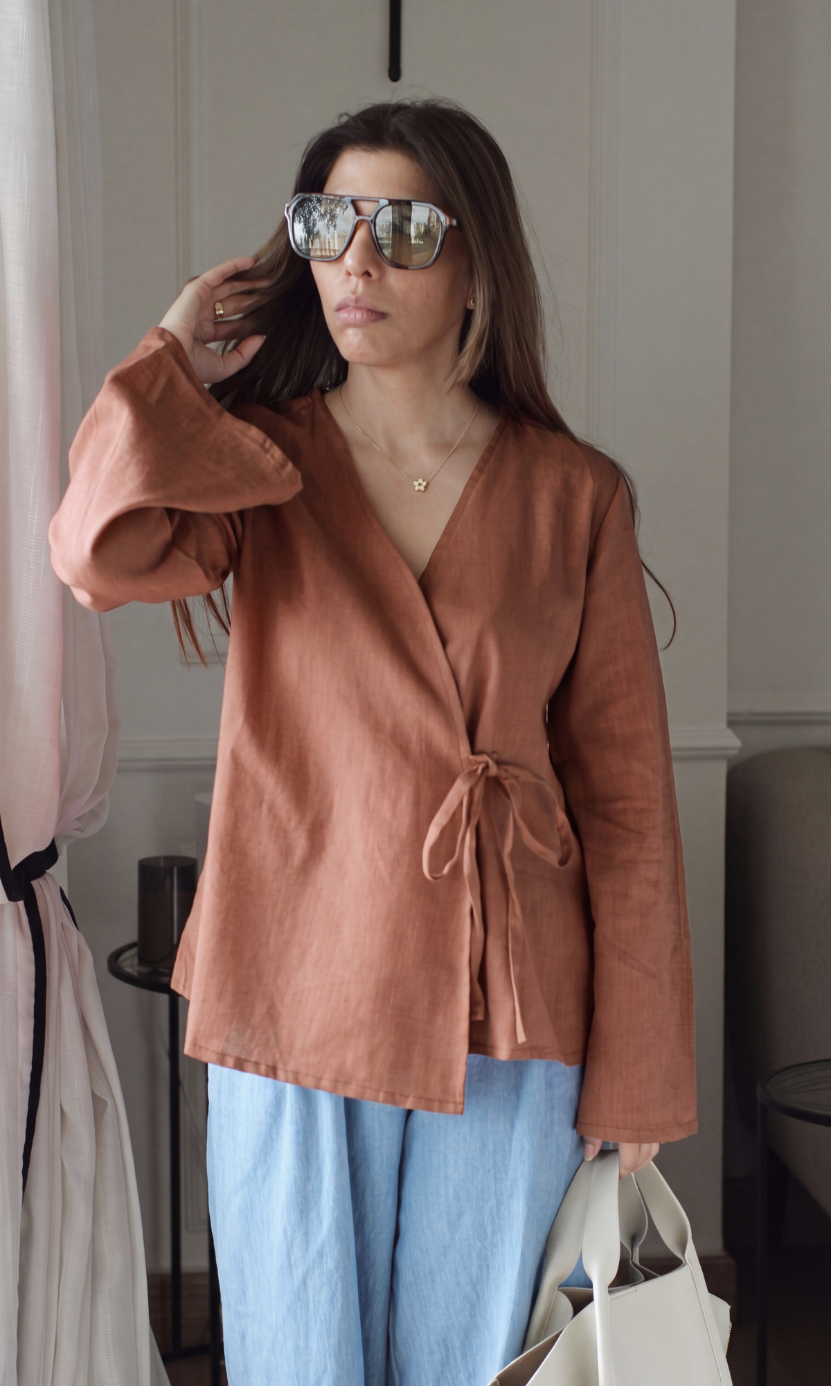 Chocolate Brown Cotton Kimono Top