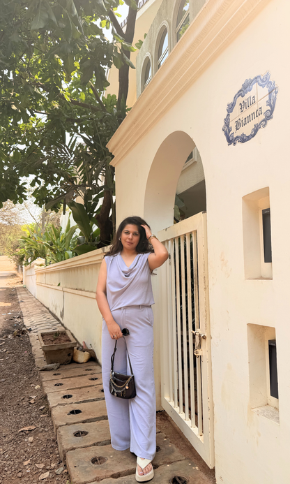 Lilac Cowl Neck Top and Pants Co-ord