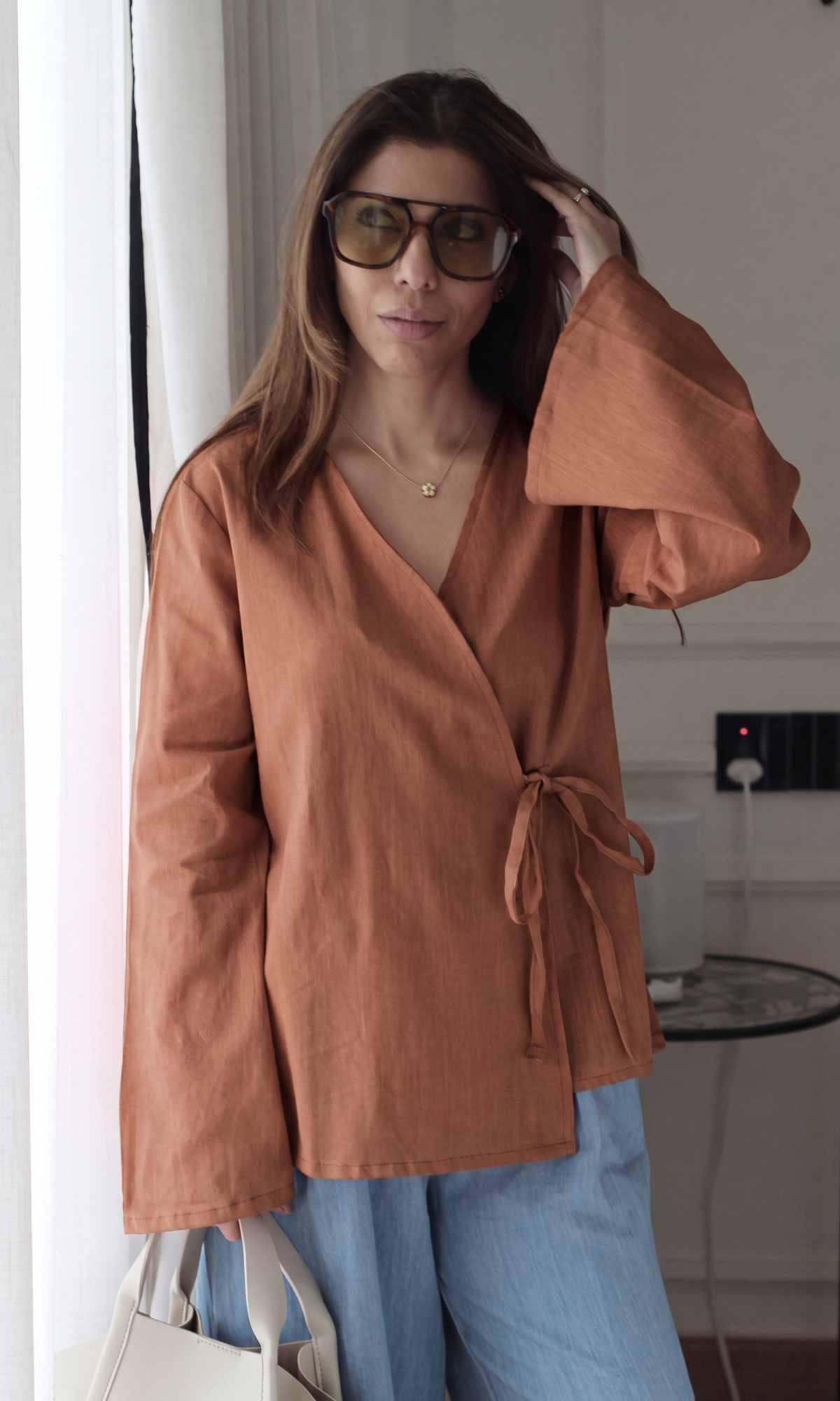 Chocolate Brown Cotton Kimono Top