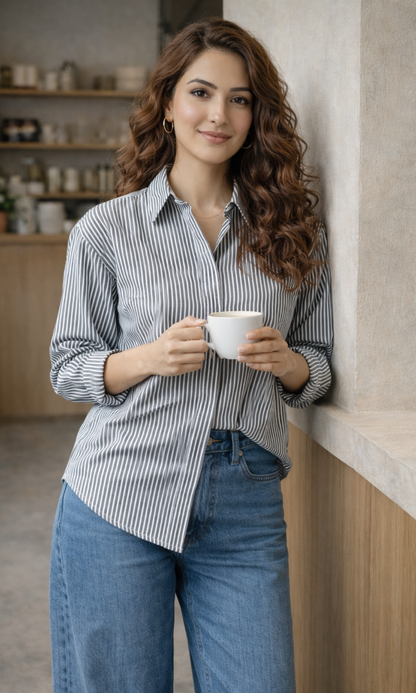 Charcoal Grey Stripe Shirt
