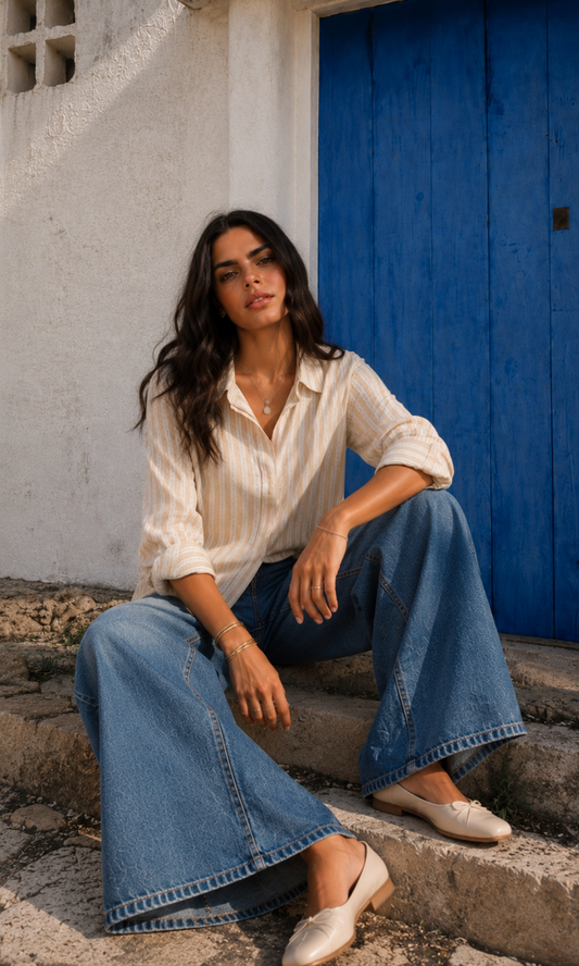 Beige Stripe Relaxed Shirt