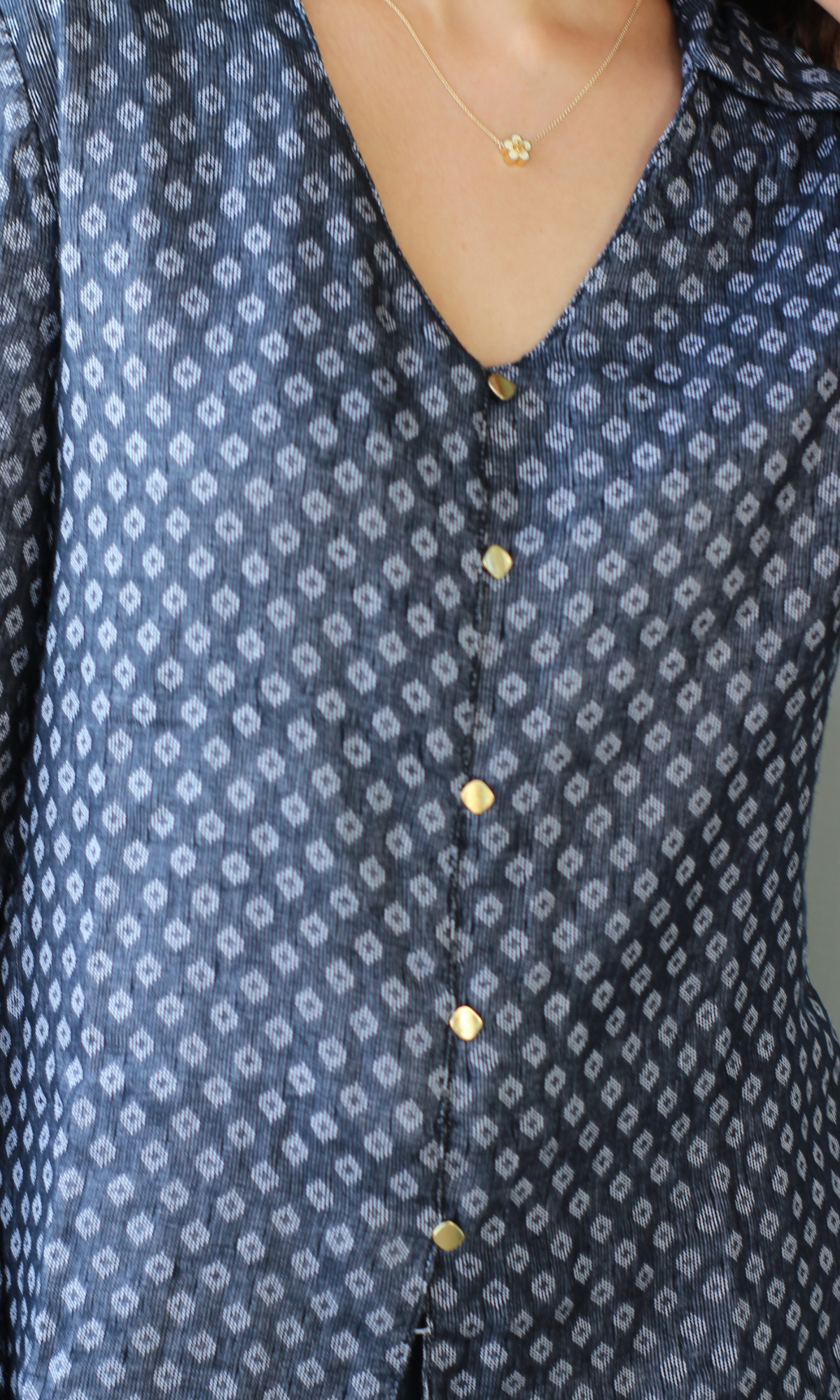 Persian Blue Dobby Flared Sleeve Shirt