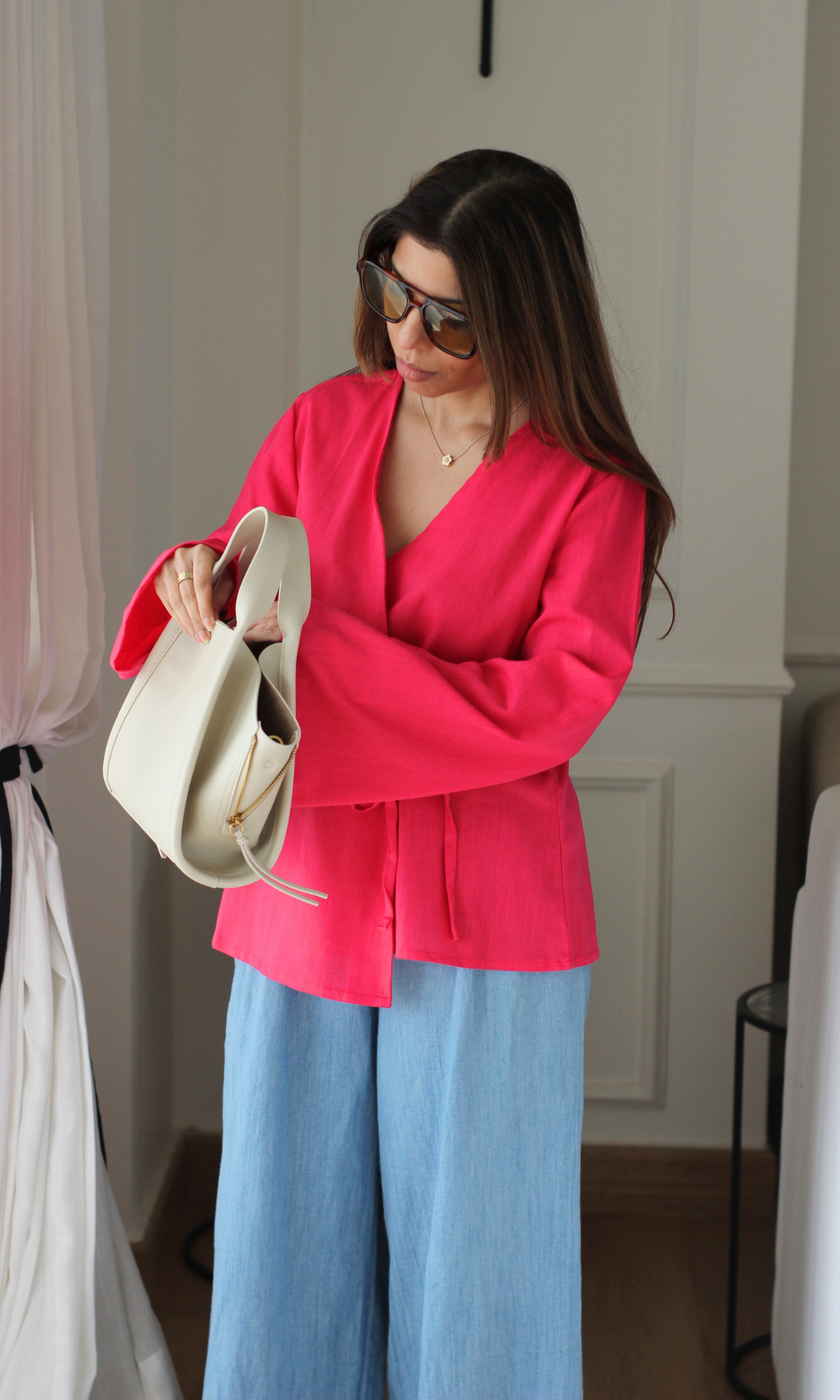 Fuchsia Cotton Kimono Top