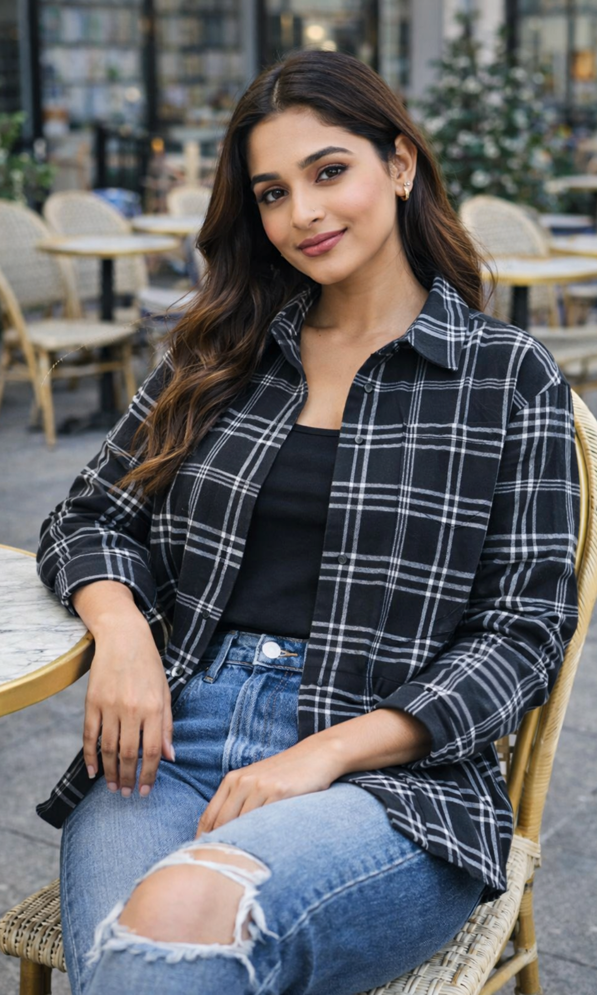 Black and Grey Linear Checked Shirt